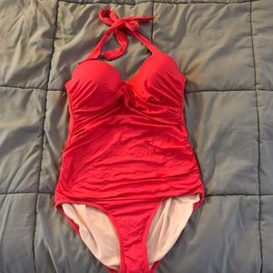 Merona Coral Strapless/Halter Bandeau Swimsuit